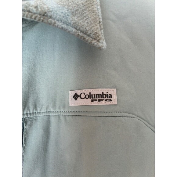 Women’s Columbia PFG Uncharted Fleece Overshirt Blue Snap Shacket sz XS - Picture 9 of 9